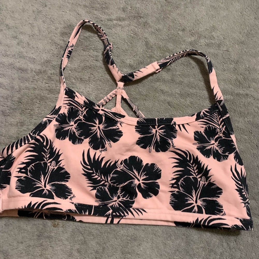 PINK hibiscus strappy back bandeau